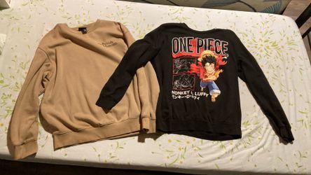 The British Museum Mount Fuji Katsushika Hokusai,  One Piece Monkey D. Luffy Collage Crew Neck Anime Sweatshirt