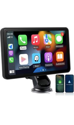 7" Wireless CarPlay & Wireless Android Auto Touch Screen Car Radio - Portable Dash Mount Adapter with GPS Navigation, Mirror Link, HD LRV, FM/AM, Voic