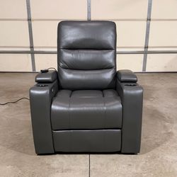 New Leather Power Recliner Chair with Power Headrest, Massage, Heat (Can Deliver)