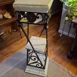 42x12 Stone & Metal Three Tier Decorative Stand 