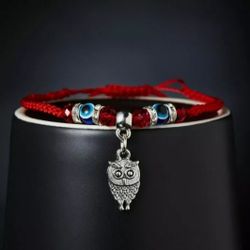 NEW Owl Devil's Eye Animals Blue Beads Bracelet
