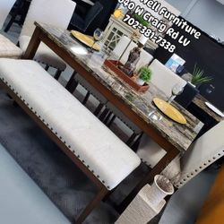 🙋‍♂️6pc Dining Table Chairs Bench, 👉Furniture Sectional Queen Bed, Bunk Beds Avail 
