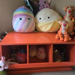 Crate & Barrel ~ Kids Orange 3 Bin Storage Toy Chest 