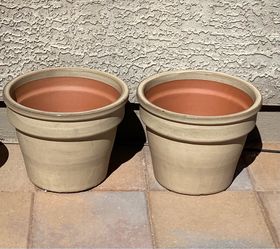 Set of 2 New Ceramic Pottery Planters Plant Pots Glossy Beige Tan Finish