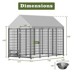 Large Dog Kennel Outdoor Pet Roof Cover. 7.94'L x 4.13'W x 5.95'H.