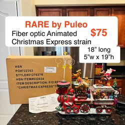 RARE vintage Puleo Fiber Optic Animated Christmas Express Train Decor lighted Village houses