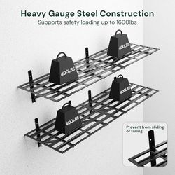 2 Pack 2x6ft Heavy Duty Garage Wall Shelving, 1600LB Weight Capacity, 24"x72" Adjustable Commercial Grade Steel Storage Rack for Garage, Basement, War
