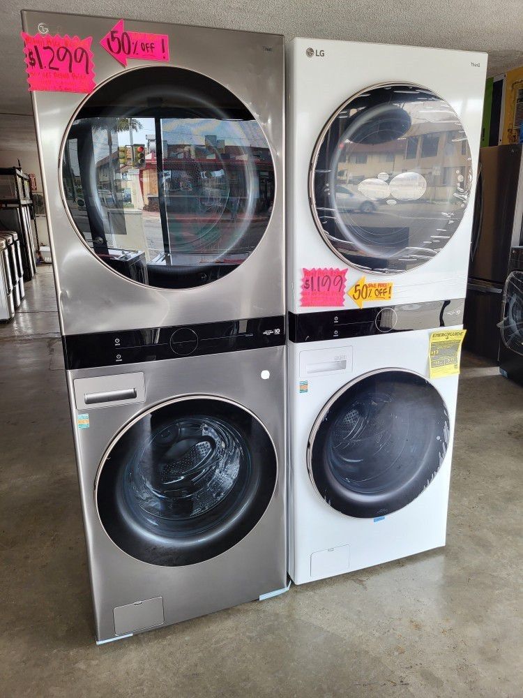 lg thinq stackable washer cu. ft. dryer cu. ft. for Sale in Schertz, TX