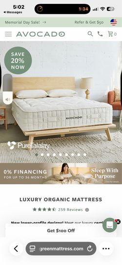 Luxury, organic mattress, avocado queen, size