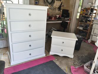 Solid Pine White Dresser and Nightstand Set