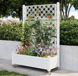 New Raised Garden Bed with Trellis & Wheels
