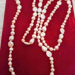 Cultured Pink Pearl Necklace 
