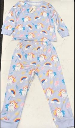 Mikrdoo Girls Unicorn Rainbow Pajama Set Size 4Y
