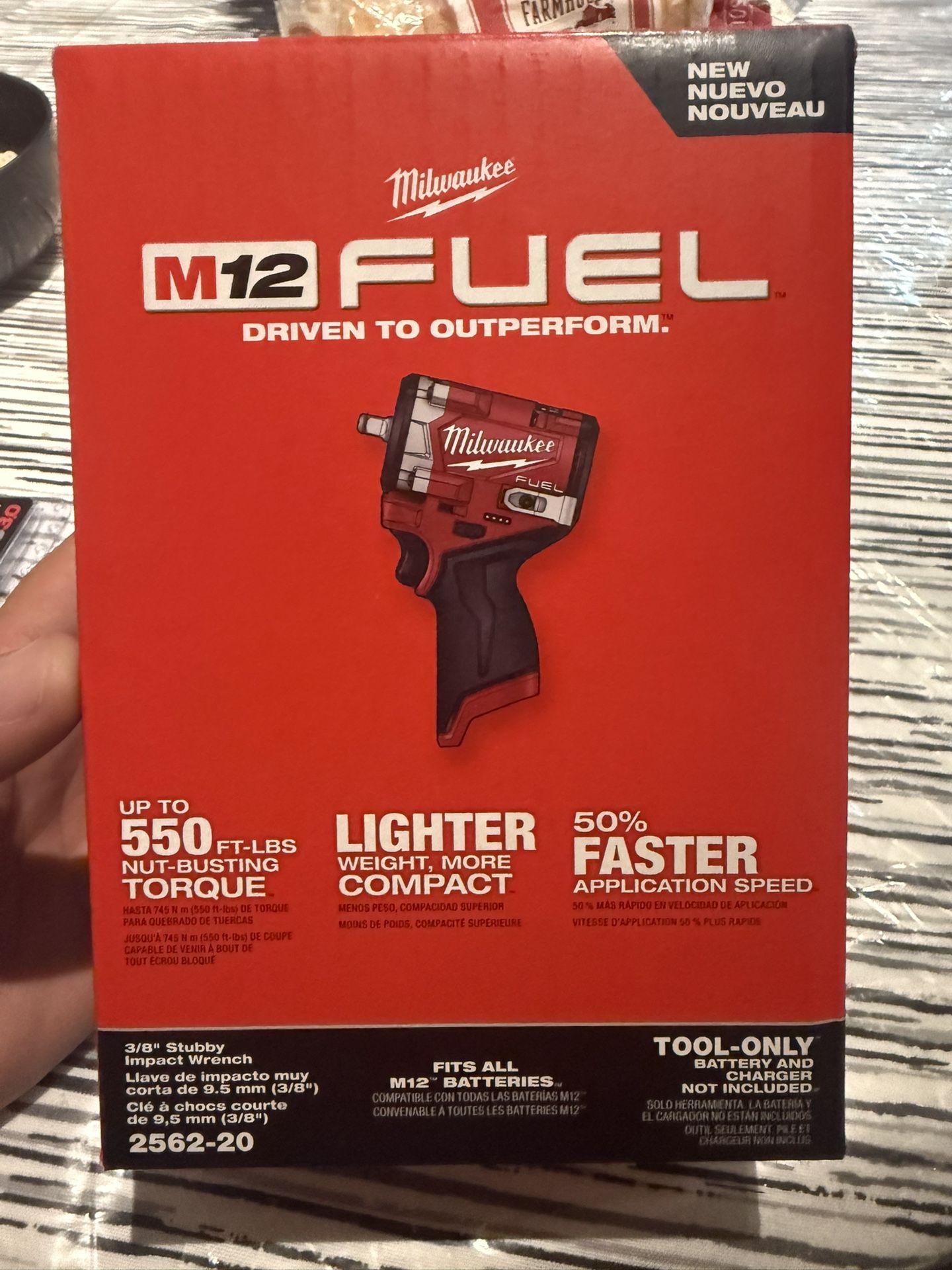 Milwaukee 12v 3/8” impact stubby wrench 550 nut busting torque new tool only $180