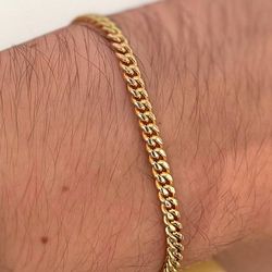 Brand New 10k yellow gold Cuban link 6.5" bracelet 4mm wide
