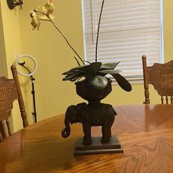 Faux Elephant & Orchid Planter
