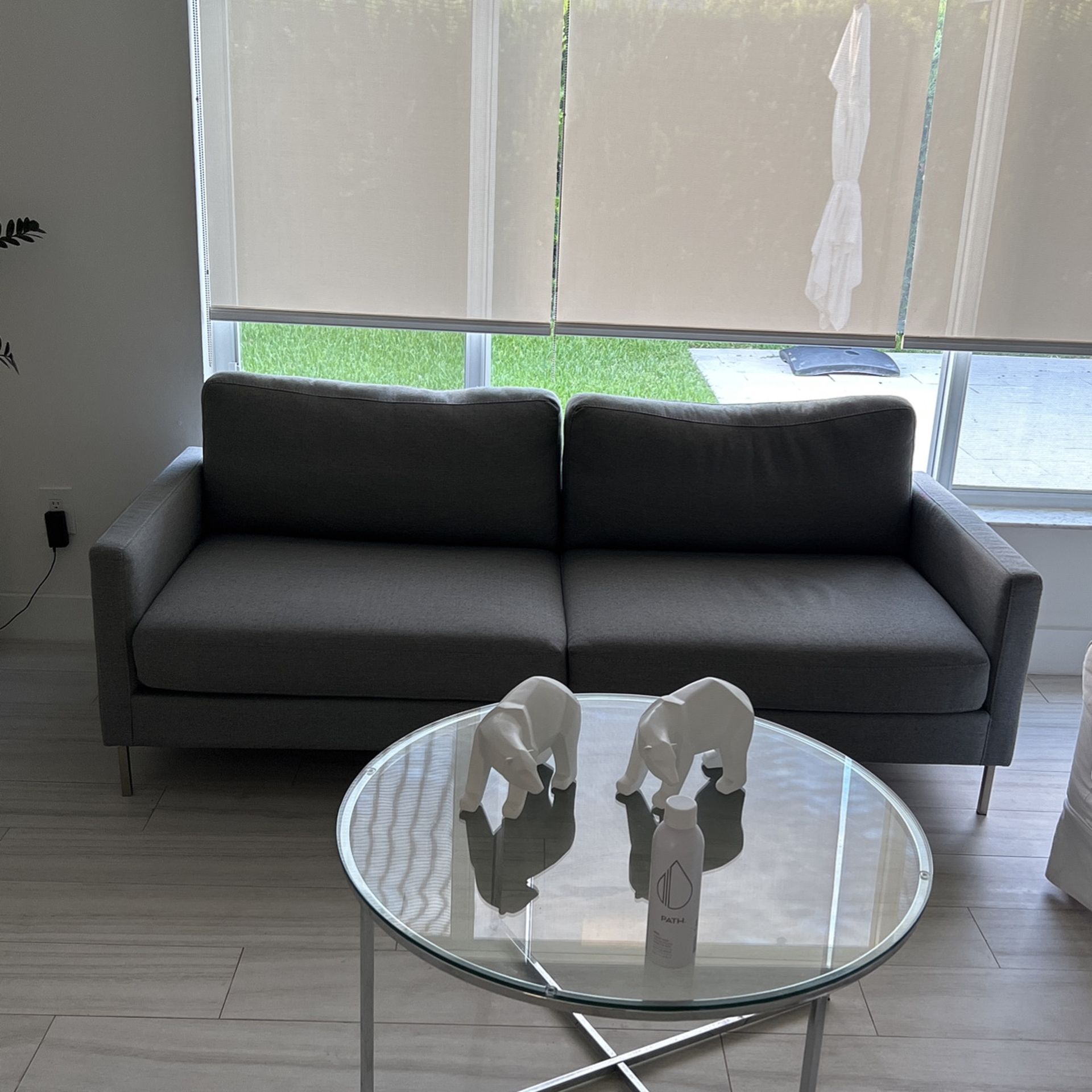 Almost New Grey Two Seat Sofa Modern Lineal