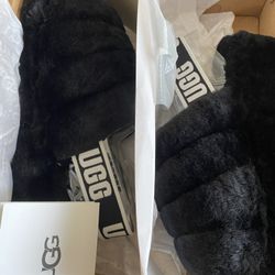 Women Black Ugg Slides Brand New