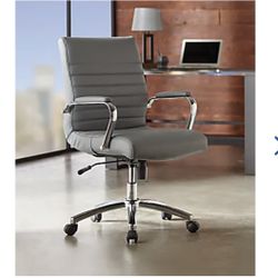 Bonded Leather Mid-Back Manager's Chair, Gray/Chrome