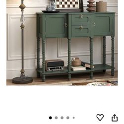 Console Table with 2 Drawers, Mid-Century Modern Entryway Table with Storage, Retro Narrow Long Behind Couch Sofa Table for Living Room, Foyer, Hallwa