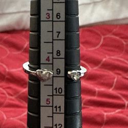 Silver Fashion Heart Ring Size 4.5