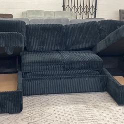 New 120x60 corduroy sleeper sectional couch with storages