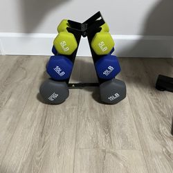 Dumbbells With Stand 5lBs 10lbs 15 Lbs