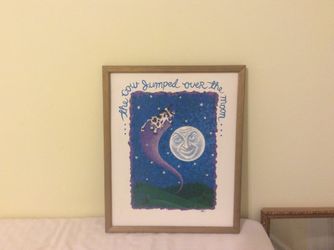 Wall art The cow jumped over the moon 21” x 17”