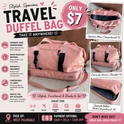 🩷 Travel Duffel Bag with Shoe Compartment