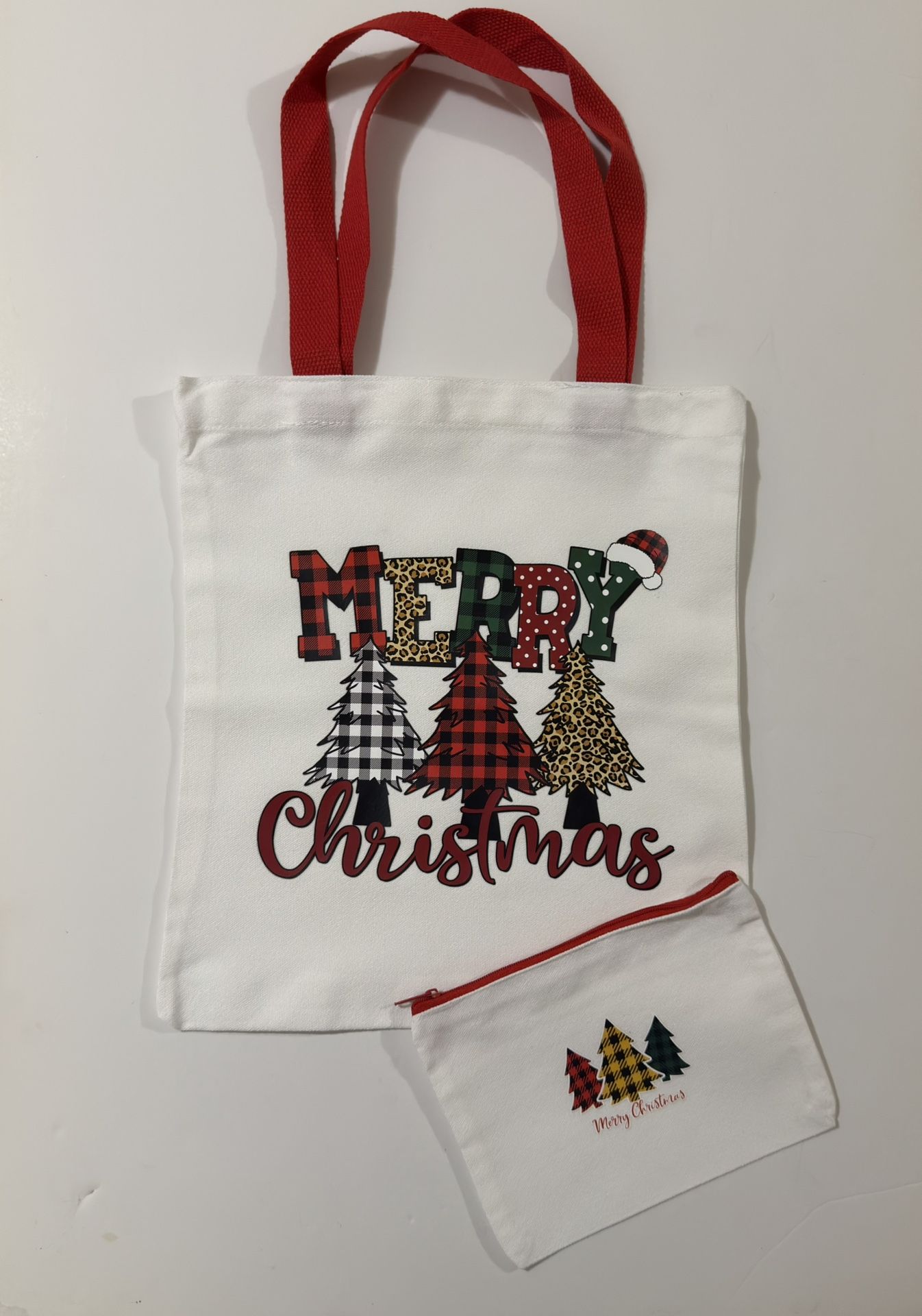 The Red Merry Christmas Tote Bag with Small Pouch