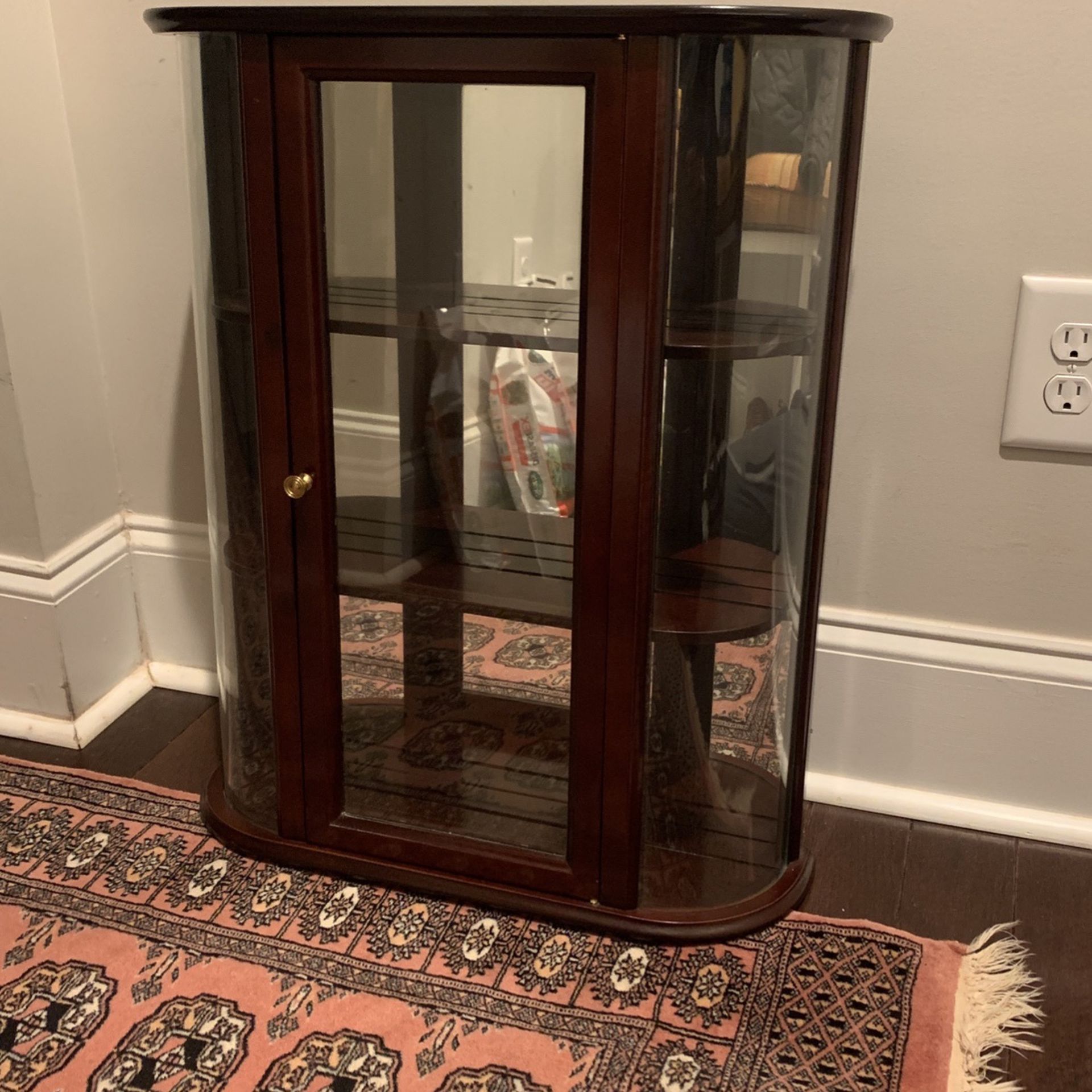 Small hanging wall china cabinet or curio cabinet