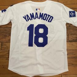 White Blue Grey Stitched Los Angeles Dodgers Yoshinobu Yamamoto Championship Jersey