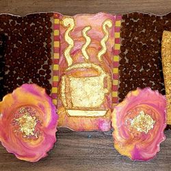 Handmade Coffee Tray and Coasters 