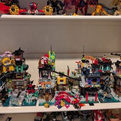 Lego Ninjago city market, city gardens and workshop