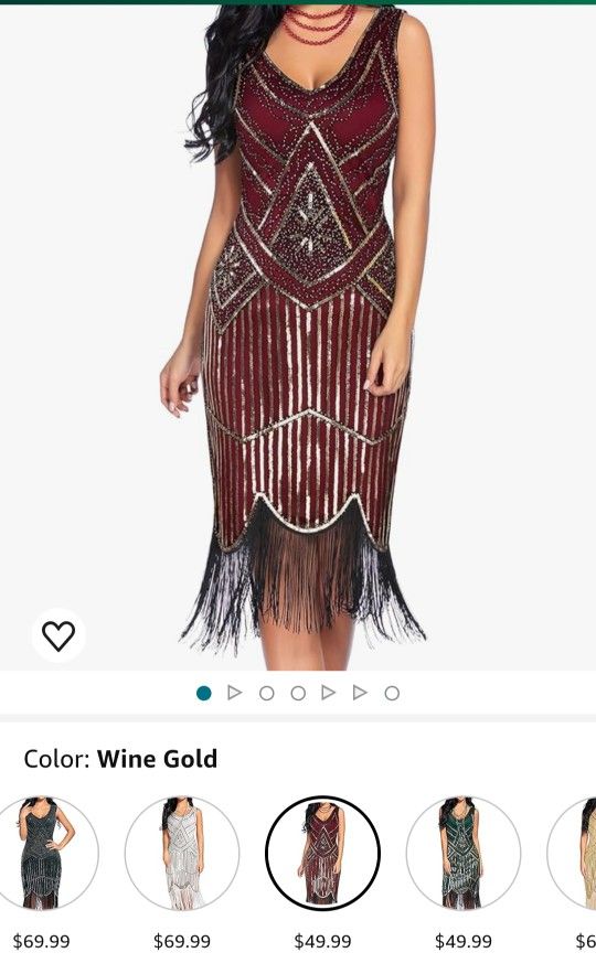 Plus Size 1920s Vintage Fringed Gatsby Sequin Beaded Tassels Hem Flapper Dress for Women Wine Gold