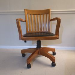 Wooden Wheeled Desk Chair