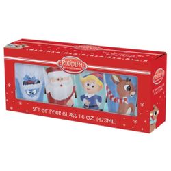 Rudolph The Red-Nosed Reindeer Hermey Bumble And Santa 16 oz. Glasses - Set of 4
