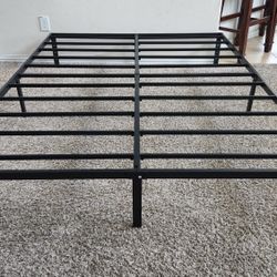 Queen Size Heavy Duty Iron Bed Frame with Metal Slats Support. No Box Spring Needed