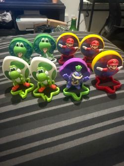 McDonald Super Mario Galaxy Movie Toys Lot Of 8 Luigi Mario Yoshi Wonder Bowser