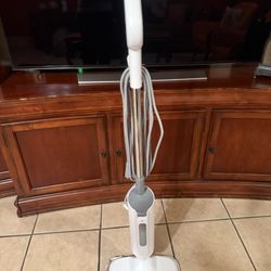 Steam Mop with Natural Sanitization, Floor Steamer, Tile Cleaner, and Hard Wood Floor Cleaner with Flip-Down Easy Scrubber, White