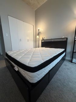 Full Size Bed Frame w/ Drawers + Mattress