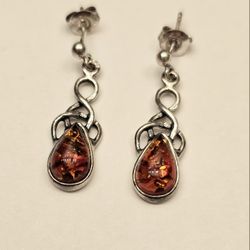 Handmade Silver with Baltic Amber Earrings
