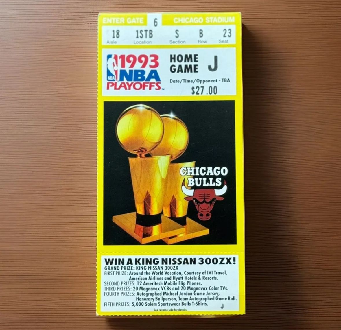 Michael Jordan "55 PT Game Highest Ever" 1993 NBA Finals Game 4 J Ticket. MINT