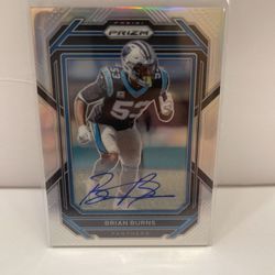 2022 NFL Prizm Panthers Brian Burns Silver Prizm Auto #44