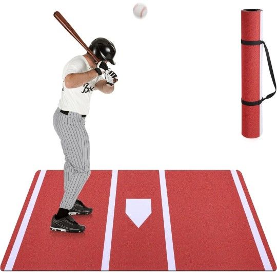 TOBWOLF Baseball Batting Mat, Softball & Baseball Hitting Mat with Home Plate for Batter