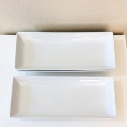Set of 3 White Rectangular Plates