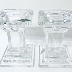 SHANNON 24% LEAD CRYSTAL DESIGNS OF IRELAND  CANDLE HOLDERS SET OF 2