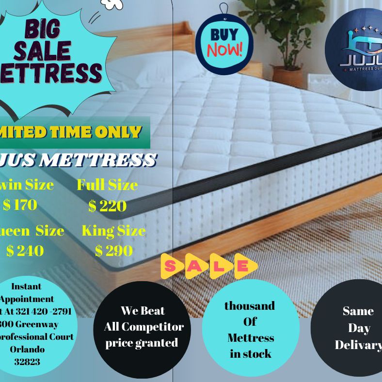 🔥🔥TWIN,FULL,QUEEN AND KING MATTRESS STARTING AT $150‼️A SET BEST PRICE IN TOWN BEST PRICE ON  BRAND NEW PLUSH TOP MATTRESS ORTHOPEDIC 🔥🔥


Des

