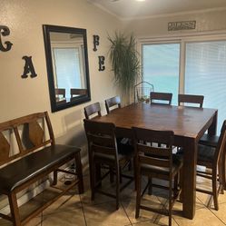 Dinning Table And 8 Chairs And Bench 