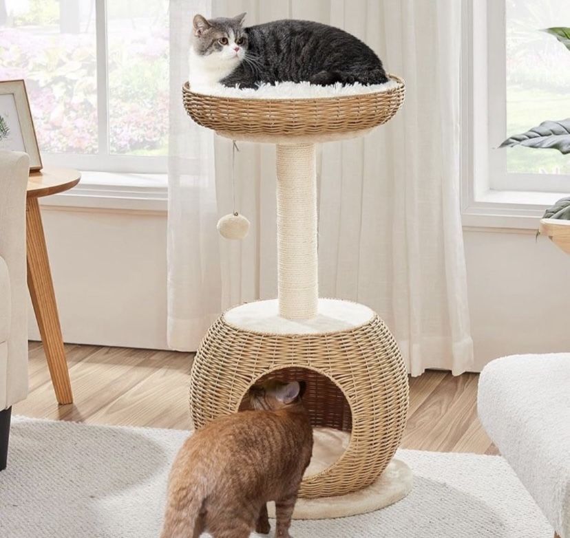 30 Inch Rattan Cat Tower 592813 (We Have 2 Available - Price Is Per Tower)